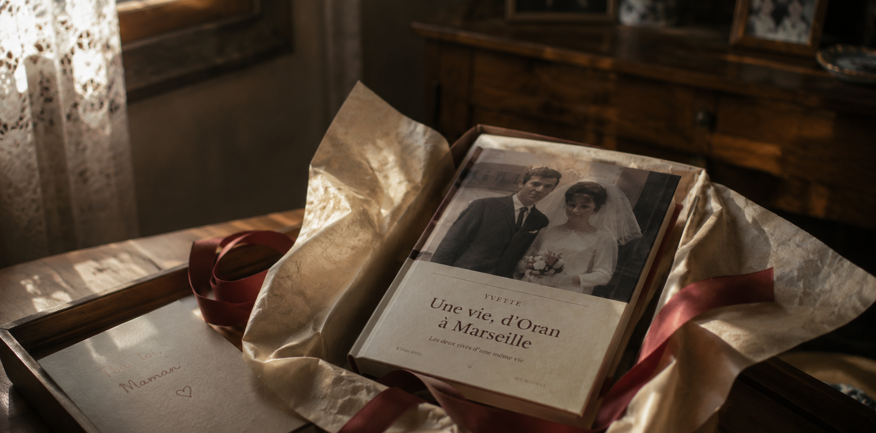 Remise du livre-cadeau entre proches, un moment d'émotion.